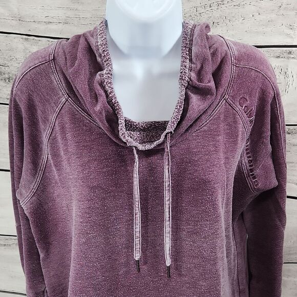🔹️Calvin Klein Performance Purple Distressed Tied Cowl Neck Sweatshirt Medium - Picture 6 of 16